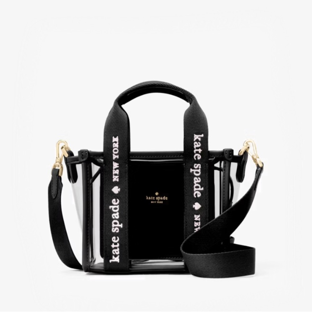 ♠️Kate Spade Kip Clear See Through Mini Tote Crossbody Stadium Bag, Black NWT